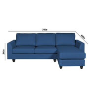 Danver RHS 4 Seater L Shape Sofa Set for Living Room (Blue Fabric) Premium Fabric Sofa