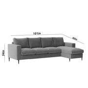 Charmi RHS 6 Seater L Shape Sofa Set for Living Room (Dark Grey Fabric) Premium Fabric Sofa