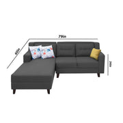 Lifestyle 4 Seater LHS L Shape Sofa Set for Living Room - (Black Fabric) Premium Fabric Sofa Set