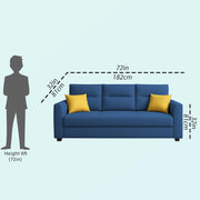 Evona 3 Seater Sofa Set for Living Room (Blue Colour Fabric) Premium Fabric Sofa