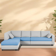 Dorian LHS 6 Seater L Shape Sofa Set for Living Room (Turquise Grey Fabric) Premium Fabric Sofa