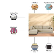 Dorian LHS 6 Seater L Shape Sofa Set for Living Room (Cream Fabric) Premium Fabric Sofa