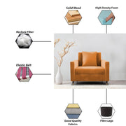 Garcia 1 Seater Sofa Set for Living Room (Orange - Colour) Premium Fabric Sofa Set