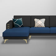 Falco LHS 4 Seater L Shape Sofa Set for Living Room (Blue Black Fabric) Premium Fabric Sofa