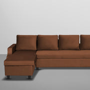 Asper LHS 6 Seater L Shape Sofa Set for Living Room (Brown Fabric) Premium Fabric Sofa