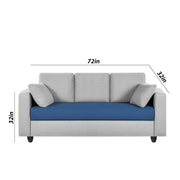 Casaliving Vitserk 3 Seater Sofa Set for Living Room (Blue Grey Colour) Premium Fabric Sofa