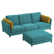 Nairo 4 Seater Interchangeable L Shape Sofa with Ottoman for Living Room (Turquise Fabric)