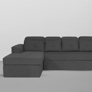Elvi LHS 6 Seater L Shape Sofa Set for Living Room (Black Fabric) Premium Fabric Sofa