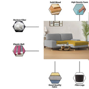 Latieo RHS 2 Seater Lounger L Shape Sofa Set for Living Room (Yellow Grey) Premium Fabric Sofa