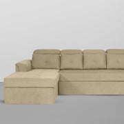 Elvi LHS 6 Seater L Shape Sofa Set for Living Room (Cream Fabric) Premium Fabric Sofa