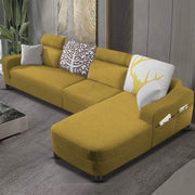Amanda RHS 6 Seater L Shape,Sofa Set for Living Room (Yellow Fabric)