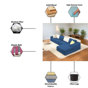 Badger LHS 6 Seater L Shape Sofa Set for Living Room (Black Fabric) Premium Fabric Sofa