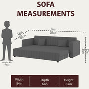 Cameron 3 Seater Sofa Cum Bed for Living Room (Dark Grey Fabric) Premium Fabric Sofa