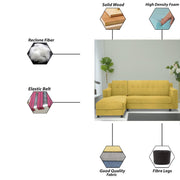 Fracher LHS 4 Seater L Shape Sofa Set for Living Room (Yellow Fabric) Premium Fabric Sofa
