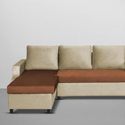 Asper LHS 4 Seater L Shape Sofa Set for Living Room (Cream Brown Fabric) Premium Fabric Sofa