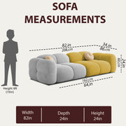 Casaliving Vetras Modern Velvet Bubble Cloud Sofa, Tufted Design Upholstered 3 Seater Sofa Set for Living Room,(Blue Colour) Premium Velvet Fabric Sofa