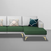 Falco RHS 6 Seater L Shape Sofa Set for Living Room (Green Grey Fabric) Premium Fabric Sofa