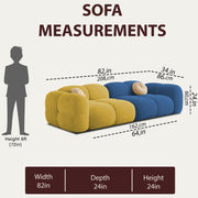 Casaliving Vetras Modern Velvet Bubble Cloud Sofa, Tufted Design Upholstered 3 Seater Sofa Set for Living Room,(Blue Colour) Premium Velvet Fabric Sofa