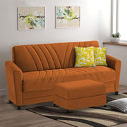 Francis 3 Seater Sofa Set with Ottoman for Living Room (Orange) Fabric