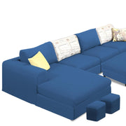 Badger RHS 8 Seater L Shape Sofa Set with Center Table for Living Room (Grey Fabric) Premium Fabric Sofa