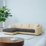 Cortina LHS 4 Seater L Shape Sofa Set for Living Room (Cream Black Fabric) Premium Fabric Sofa
