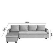 Asper LHS 6 Seater L Shape Sofa Set for Living Room (Grey Fabric) Premium Fabric Sofa