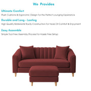 Casaliving Doraldo 2 Seater with Ottoman Sofa Set for Living Room (Black Colour) Premium Fabric Sofa Set