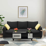 Rihan 3 Seater Sofa Set Living Room (Black Fabric)