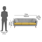 Letty 3 Seater Sofa Set for Living Room (Yellow Grey Colour) Premium Fabric Sofa