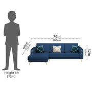Falco LHS 4 Seater L Shape Sofa Set for Living Room (Blue Fabric) Premium Fabric Sofa