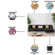 Casaliving Salina RHS 4 Seater L Shape Sofa Set for Living Room (Black) Premium Fabric Sofa