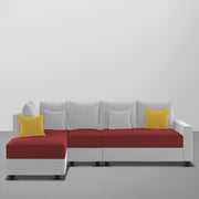 Inclair LHS 6 Seater L Shape Sofa Set for Living Room (Maroon Grey Fabric) Premium Fabric Sofa