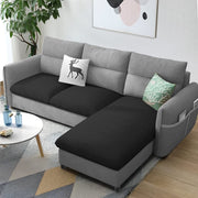 Andon 4 Seater L Shape Sofa Set for Living Room (Black Grey Fabric) Right Side Sofa