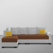 Inclair LHS 6 Seater L Shape Sofa Set for Living Room (Brown Grey Fabric) Premium Fabric Sofa