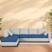 Dorian LHS 6 Seater L Shape Sofa Set for Living Room (Blue Grey Fabric) Premium Fabric Sofa