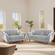 Casaliving Anyse 2 Seater Sofa Set for Living Room (Grey Colour Fabric) Premium Fabric Sofa