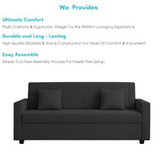 Cameron 3 Seater Sofa Cum Bed for Living Room (Black Fabric) Premium Fabric Sofa