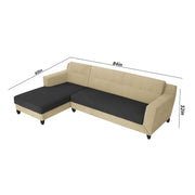 Fracher LHS 4 Seater L Shape Sofa Set for Living Room (Cream Black Fabric) Premium Fabric Sofa