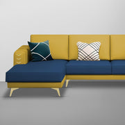 Falco LHS 4 Seater L Shape Sofa Set for Living Room (Blue Yellow Fabric) Premium Fabric Sofa