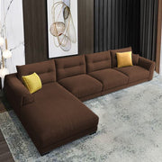 Hazer 6 Seater Sofa Set for Living Room (Brown Fabric) Left Side Sofa