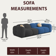 Casaliving Vetras Modern Velvet Bubble Cloud Sofa, Tufted Design Upholstered 3 Seater Sofa Set for Living Room,(Blue Colour) Premium Velvet Fabric Sofa