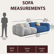 Casaliving Vetras Modern Velvet Bubble Cloud Sofa, Tufted Design Upholstered 3 Seater Sofa Set for Living Room,(Blue Colour) Premium Velvet Fabric Sofa