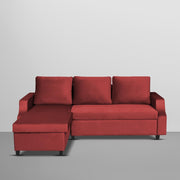 Asper LHS 4 Seater L Shape Sofa Set for Living Room (Maroon Fabric) Premium Fabric Sofa