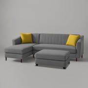 Neyami LHS 4 Seater with Ottoman L Shape Sofa Set for Living Room (Dark Grey) Premium Fabric Sofa Set