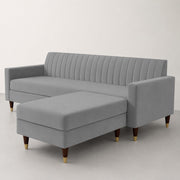Casaliving Grejoy 4 Seater L Shape Convertible Sofa Set for Living Room, 3 Seater & Ottoman Modular Sectional Couch for Small Space (Aqua Blue) Colour Premium Velvet Fabric Sofa
