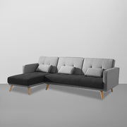 Gamora LHS 4 Seater L Shape Sofa Set for Living Room (Black Grey) Premium Fabric Sofa