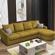 Shrank Round Lounger L Shape 6 Seater Sofa Set for Living Room (Yellow) Fabric Sofa | RHS