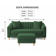 Casaliving Doraldo 2 Seater with Ottoman Sofa Set for Living Room (Black Colour) Premium Fabric Sofa Set