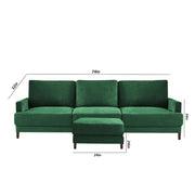 Oudrey 3 Seater Sofa Set with Center Table for Living Room (Green Colour) Premium Fabric Sofa