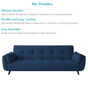 Francois 3 Seater Convertible Sofa Cum Bed for Living Room (Blue Fabric) Premium Fabric Sofa